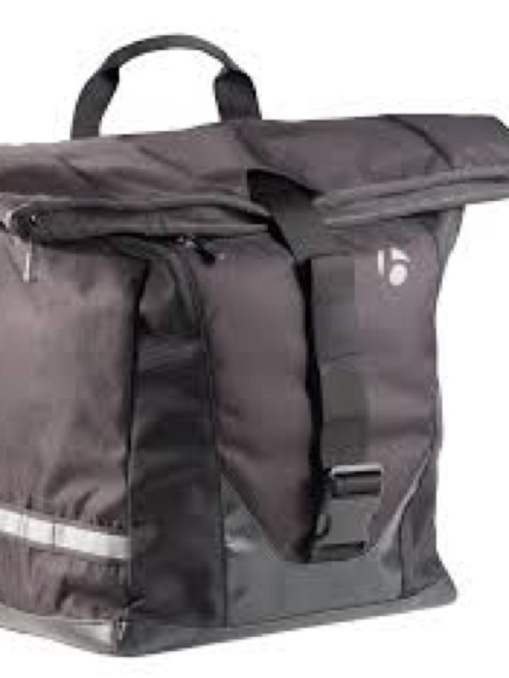 Black Roll-Top Messenger Bag with Reflective Trim